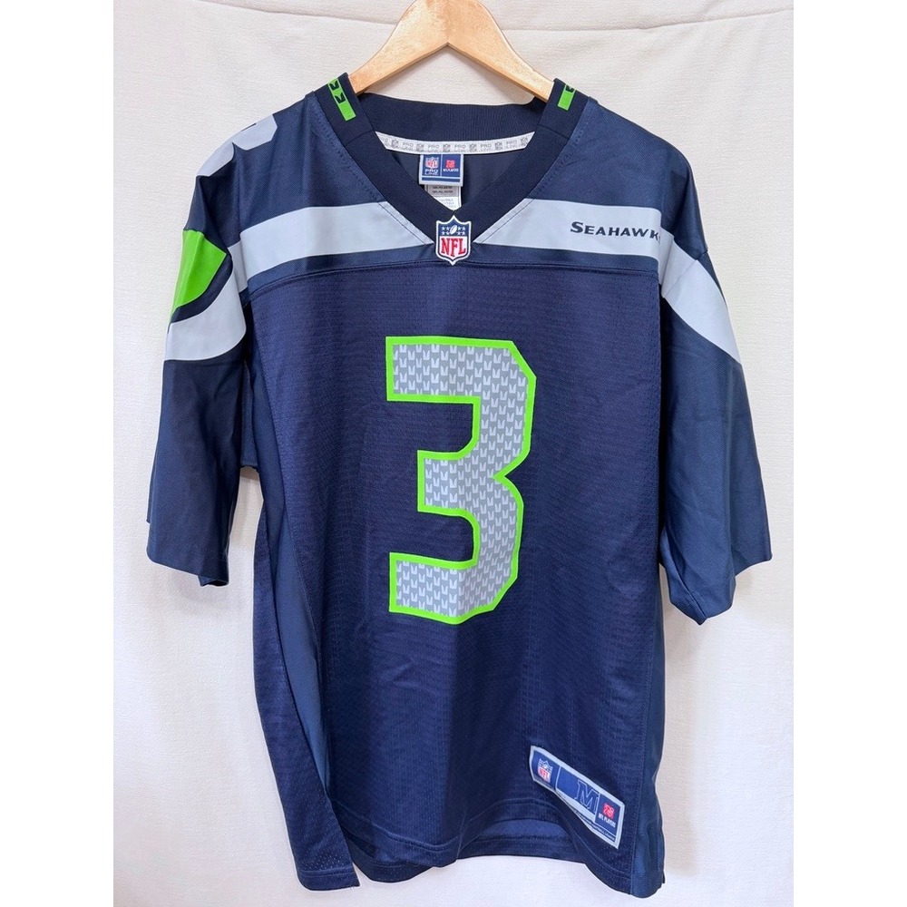 NFL Pro Line Russell Wilson Seattle Seahawks Jersey Mens M Blue #3 Navy Fan Gear